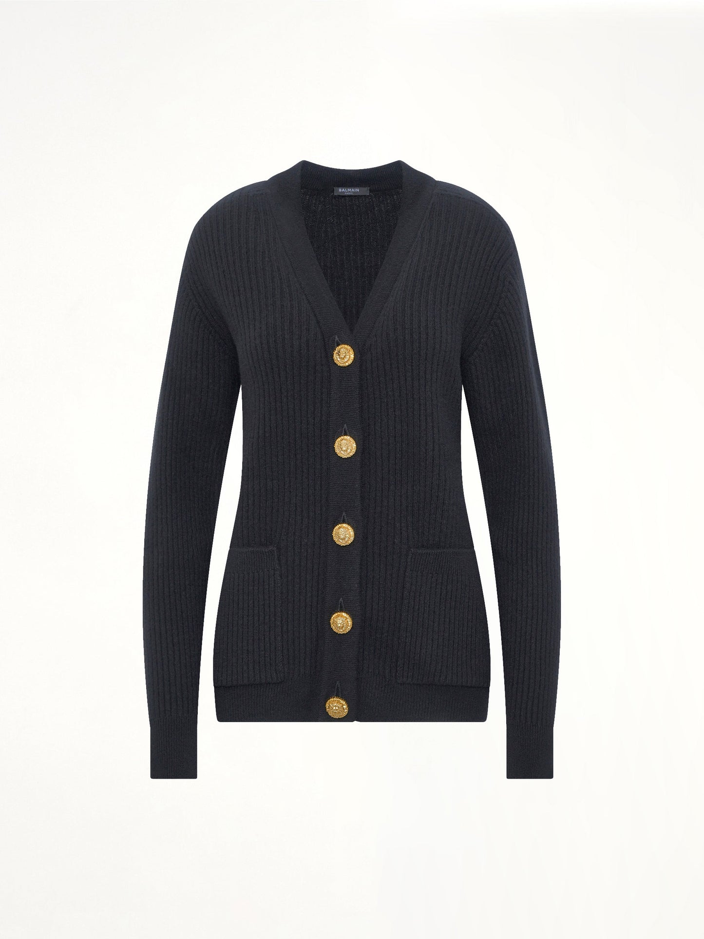 BALMAIN Buttoned Cashmere Cardigan (Black)