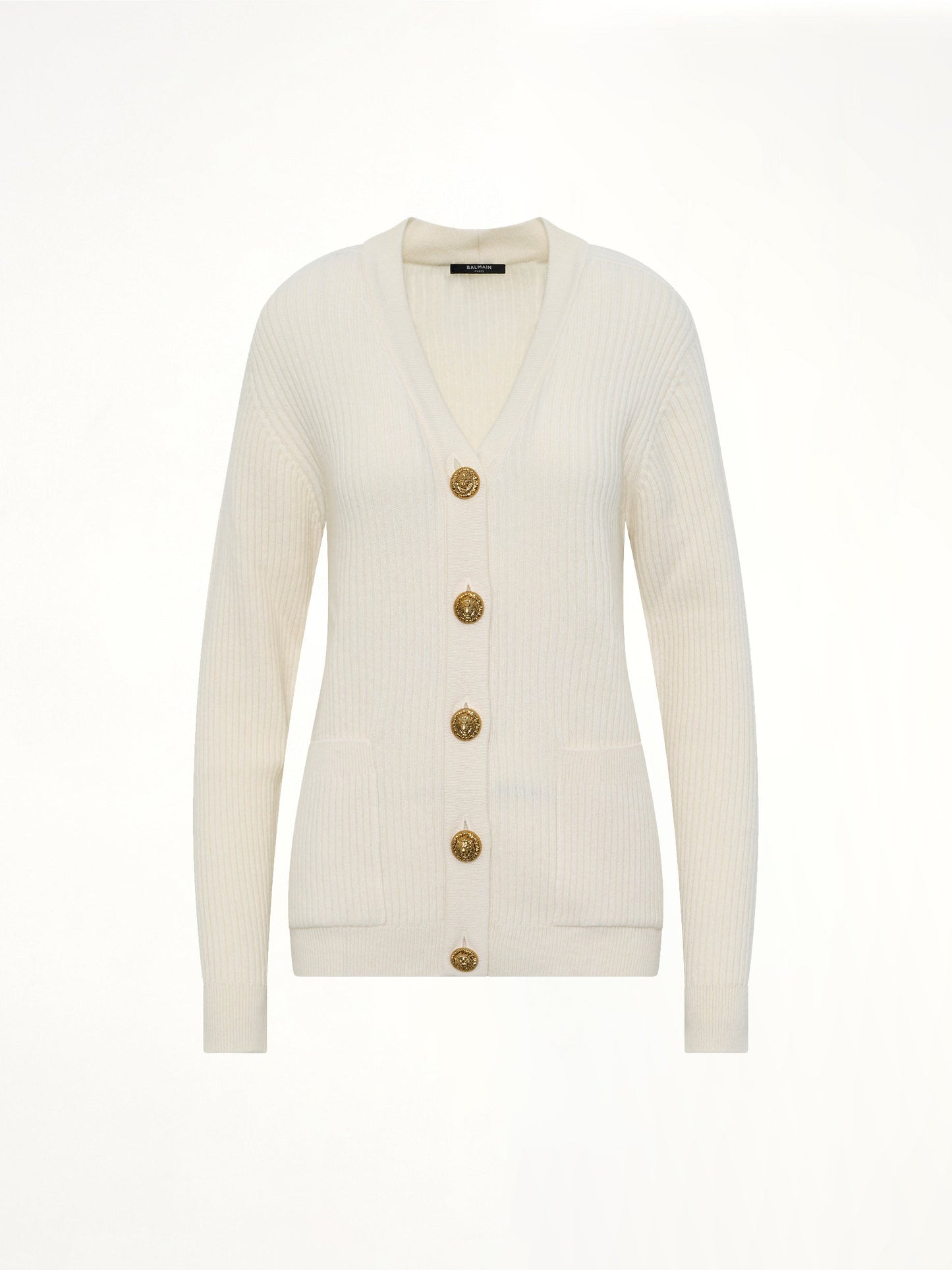 BALMAIN Buttoned Cashmere Cardigan (Natural)