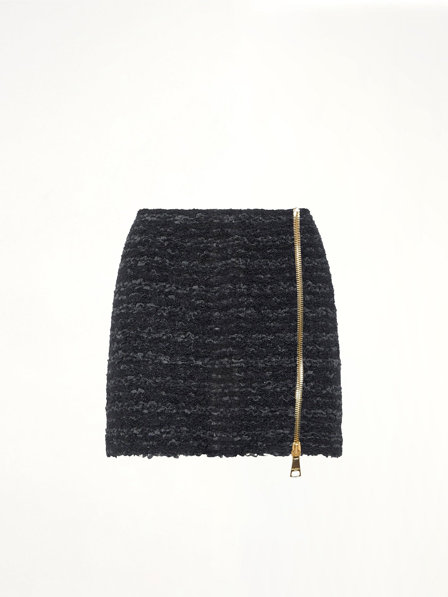 BALMAIN Zipped Knit Tweed Skirt (Black)