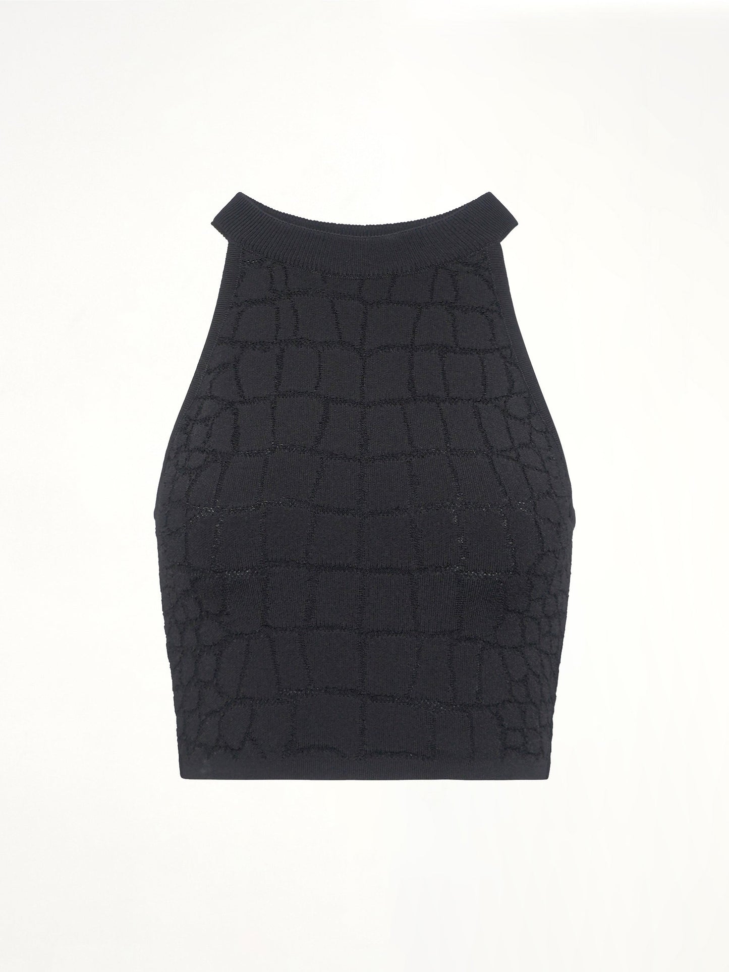 BALMAIN Halterneck Croco Top (Black)