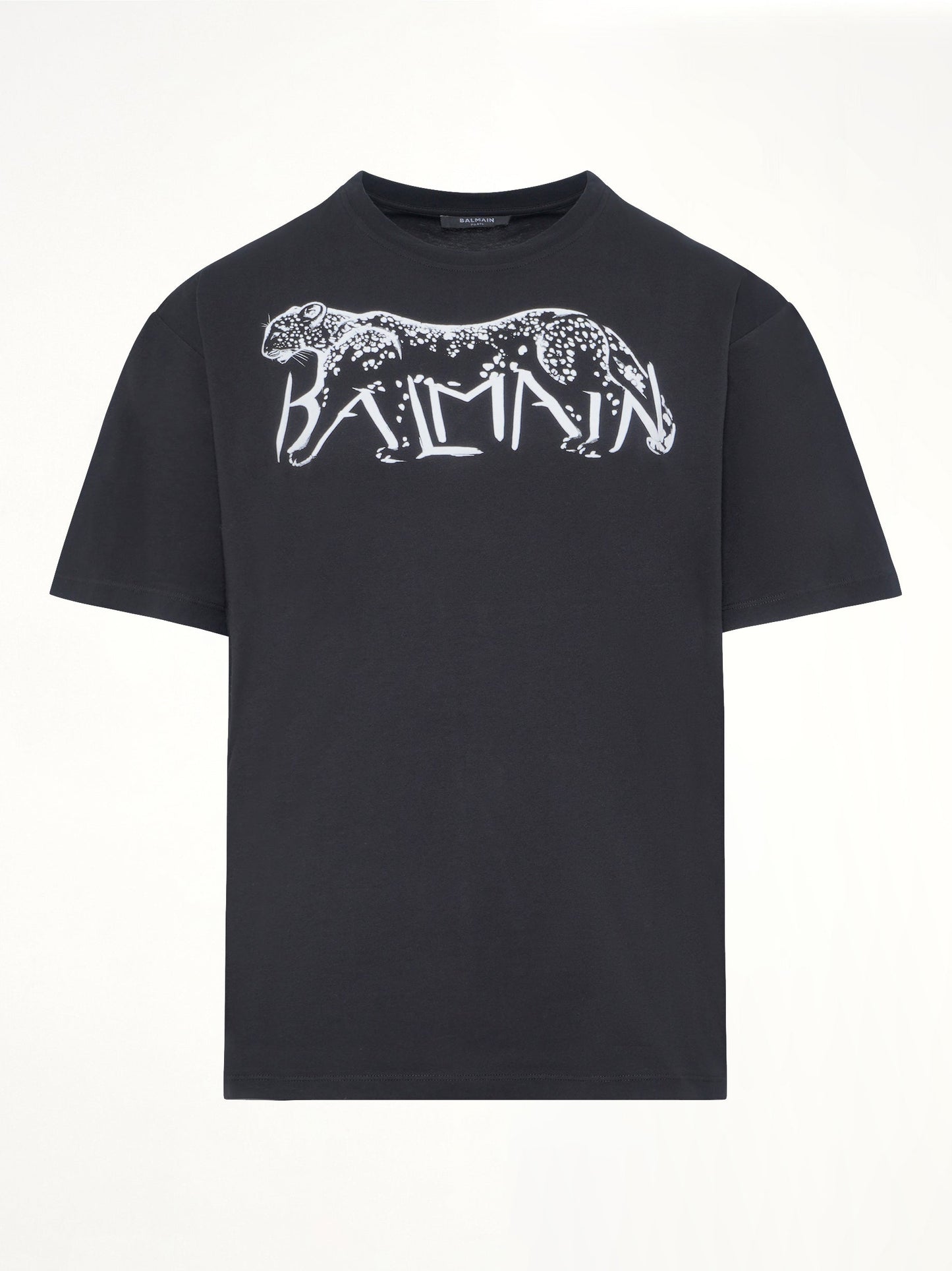 BALMAIN Leopard Print T-Shirt (Black)