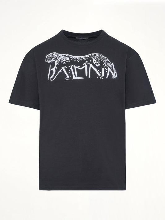 BALMAIN Leopard Print T-Shirt (Black)