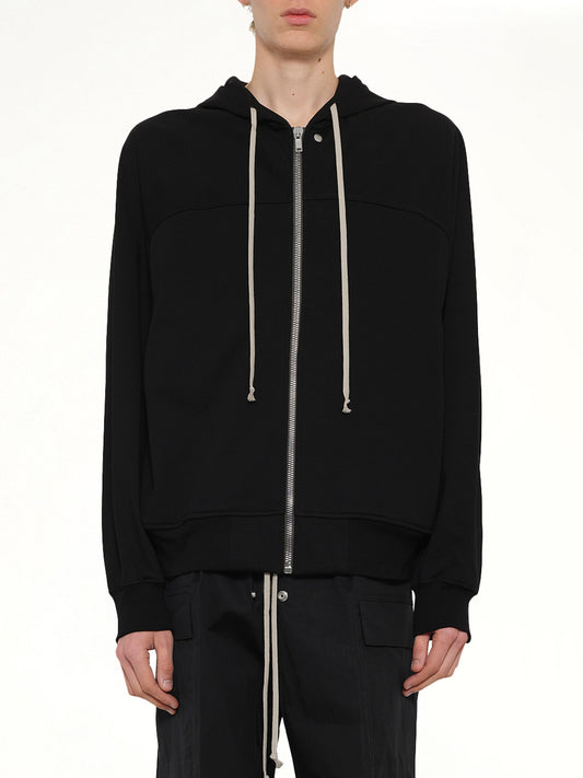 Image of a model wearing Outerwear. Product name - Windbreaker in Black colour by brand - RICK OWENS