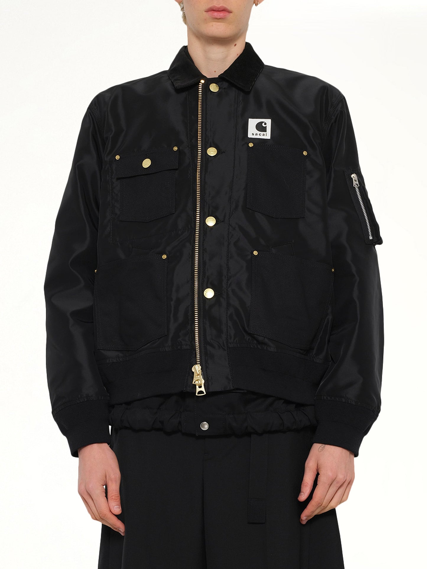 Image of Coats & Jackets. Product name - Carhartt WIP Nylon Twill x Duck Blouson in Black colour by brand - SACAI
