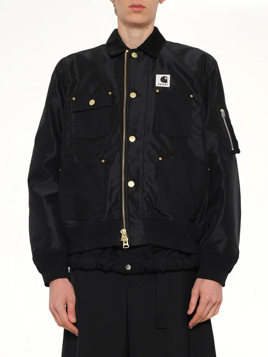 Image of Coats & Jackets. Product name - Carhartt WIP Nylon Twill x Duck Blouson in Black colour by brand - SACAI