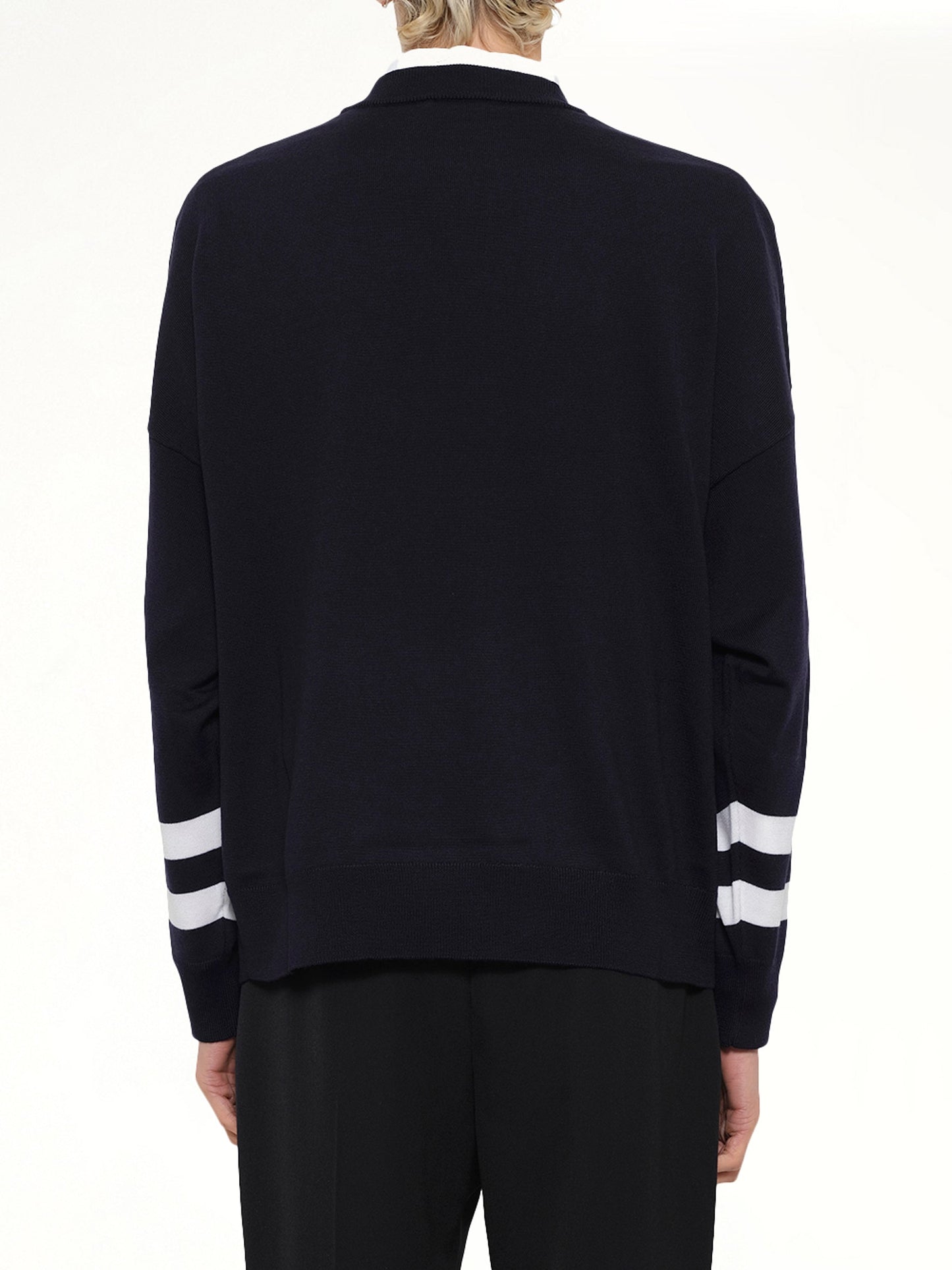 BALMAIN College Emblem Boxy Sweater (Marine/Natural)
