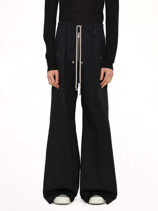 Image of a model wearing Pants. Product name - Wide Bela in Black colour by brand - RICK OWENS