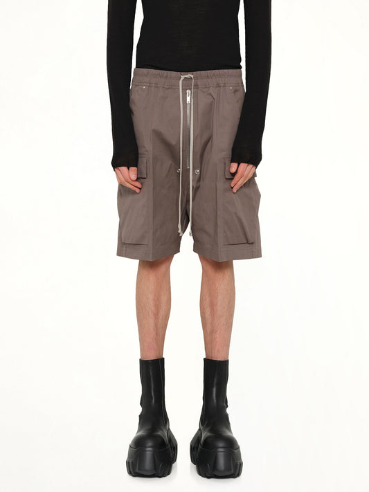 Image of a model wearing Shorts. Product name - Cargobela Shorts in Brown colour by brand - RICK OWENS
