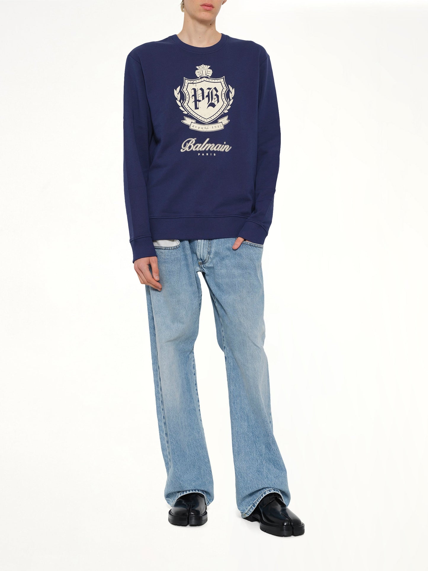 BALMAIN College Emblem Sweatshirt (Blue)