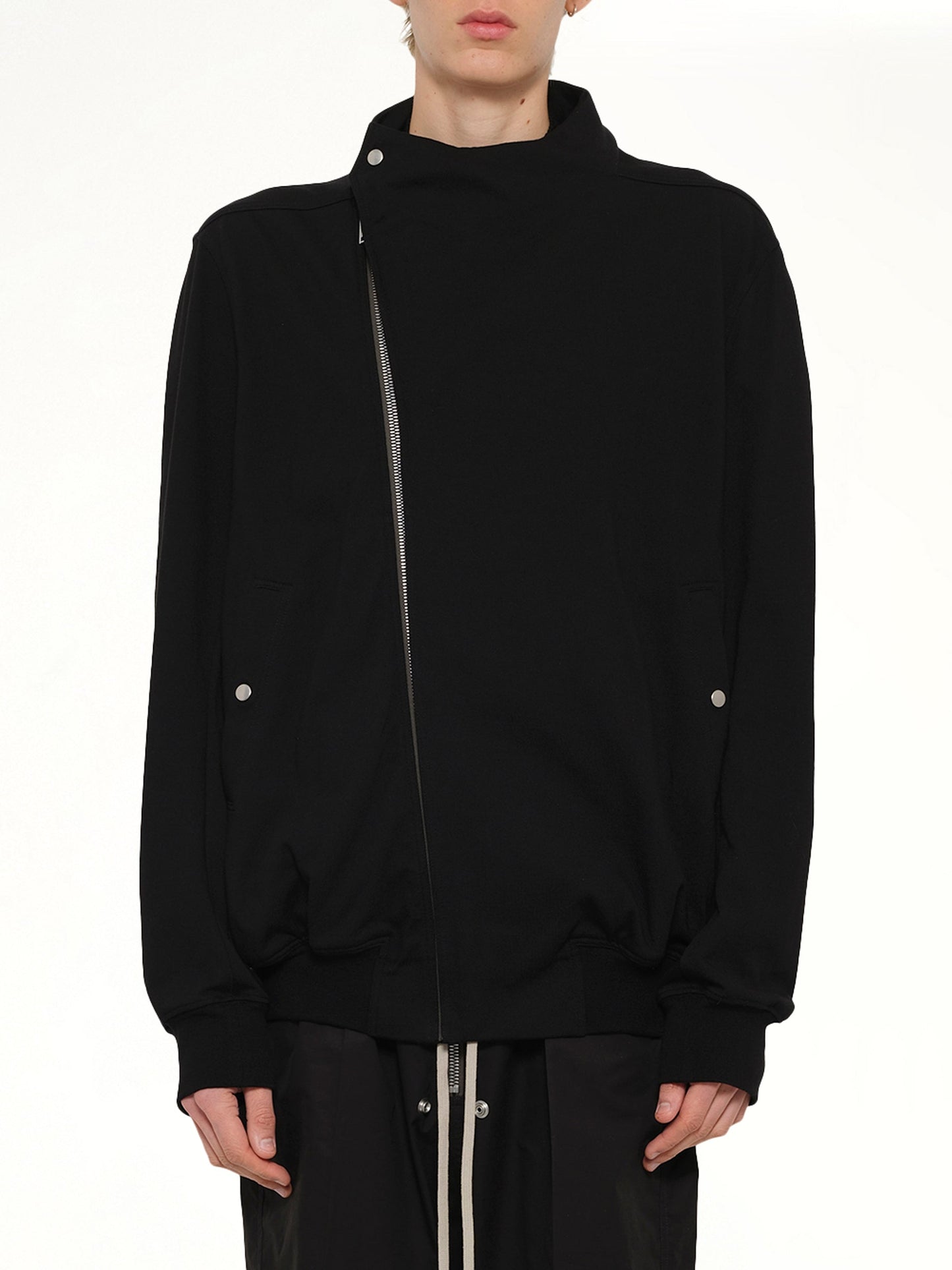 Image of a model wearing Outerwear. Product name - Hollywood Flight in Black colour by brand - RICK OWENS