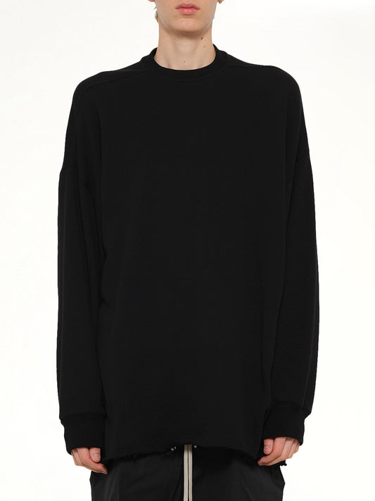 Image of a model wearing Tops. Product name - Tommy T LS in Black colour by brand - RICK OWENS