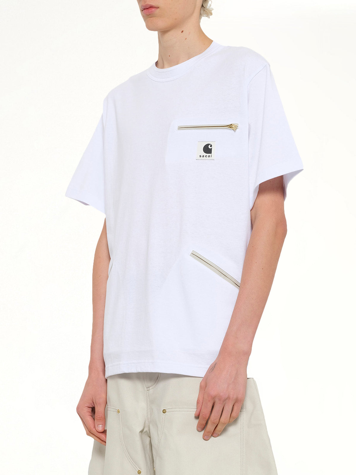 SACAI Carhartt WIP Cotton Jersey T-Shirt (White)