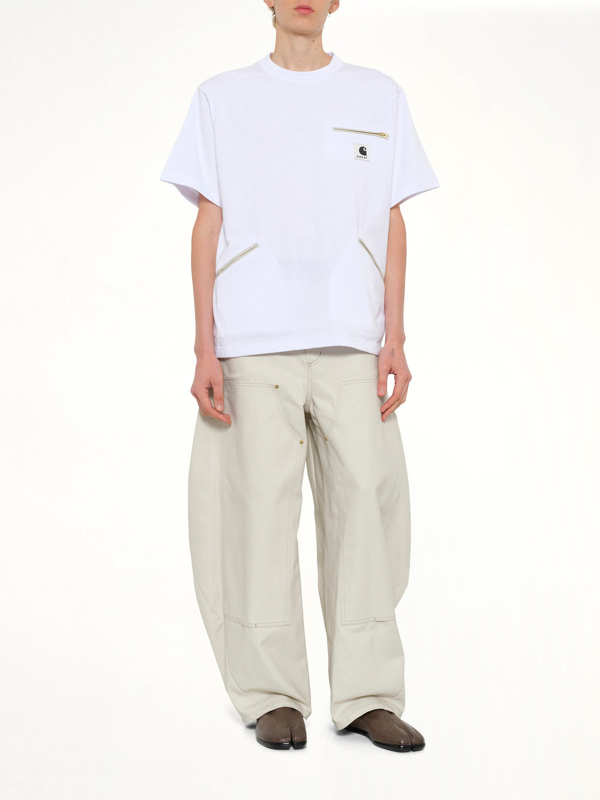 SACAI Carhartt WIP Cotton Jersey T-Shirt (White)