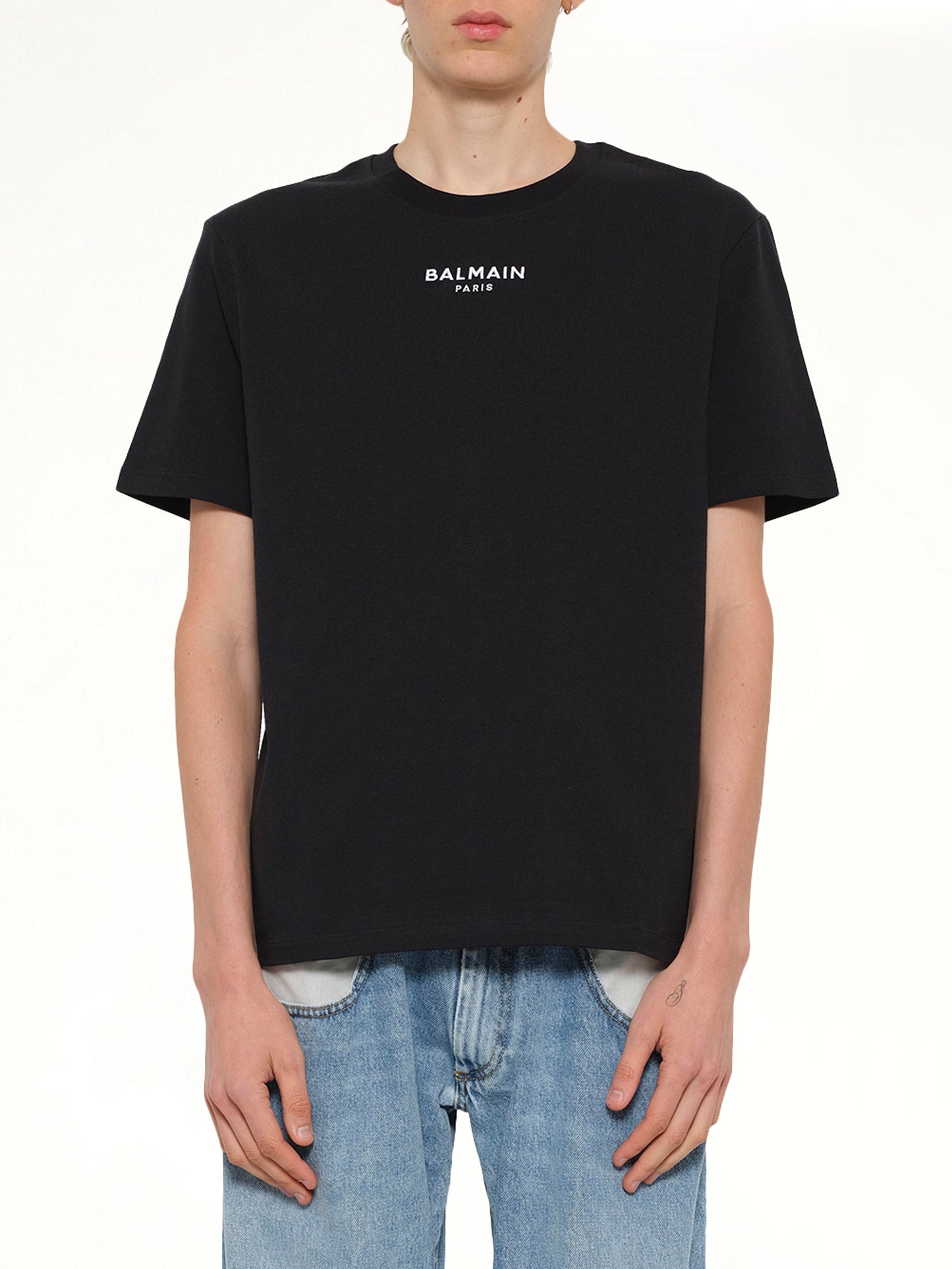 Image of T-Shirts. Product name - Small Balmain Paris T-Shirt in Black colour by brand - BALMAIN