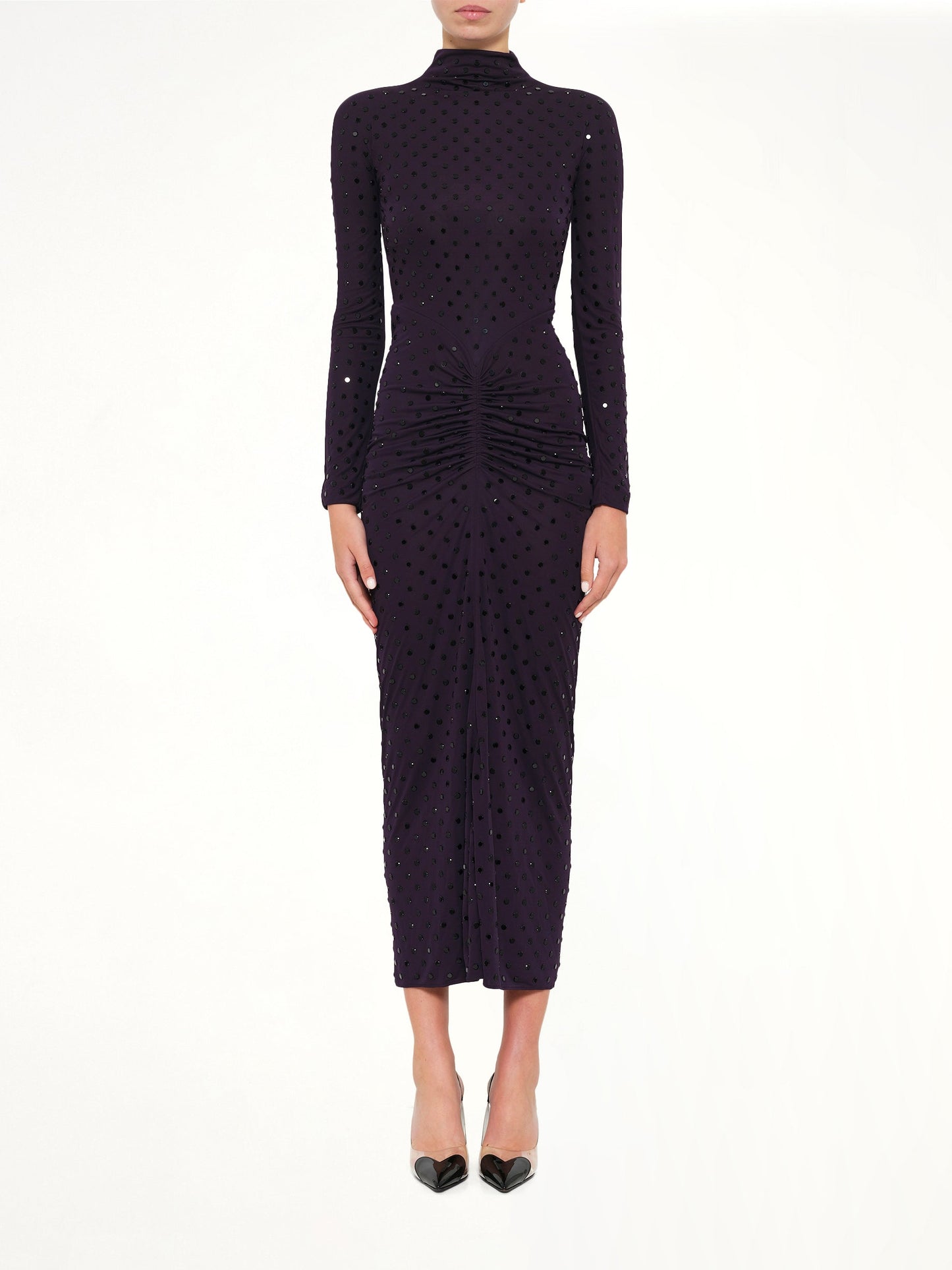 Image of Dresses. Product name - Draped Dress LS in Purple colour by brand - ALAIA