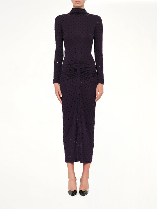 Image of Dresses. Product name - Draped Dress LS in Purple colour by brand - ALAIA
