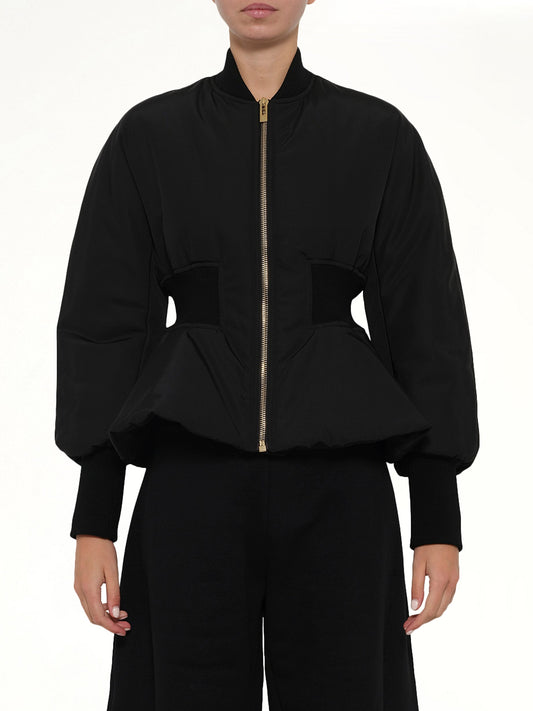 Image of Coats & Jackets. Product name - Peplum Bomber in Black colour by brand - ALAIA