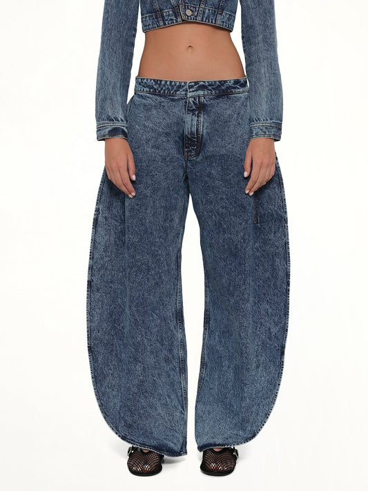 Image of Jeans. Product name - Petal Pants in Blue colour by brand - ALAIA