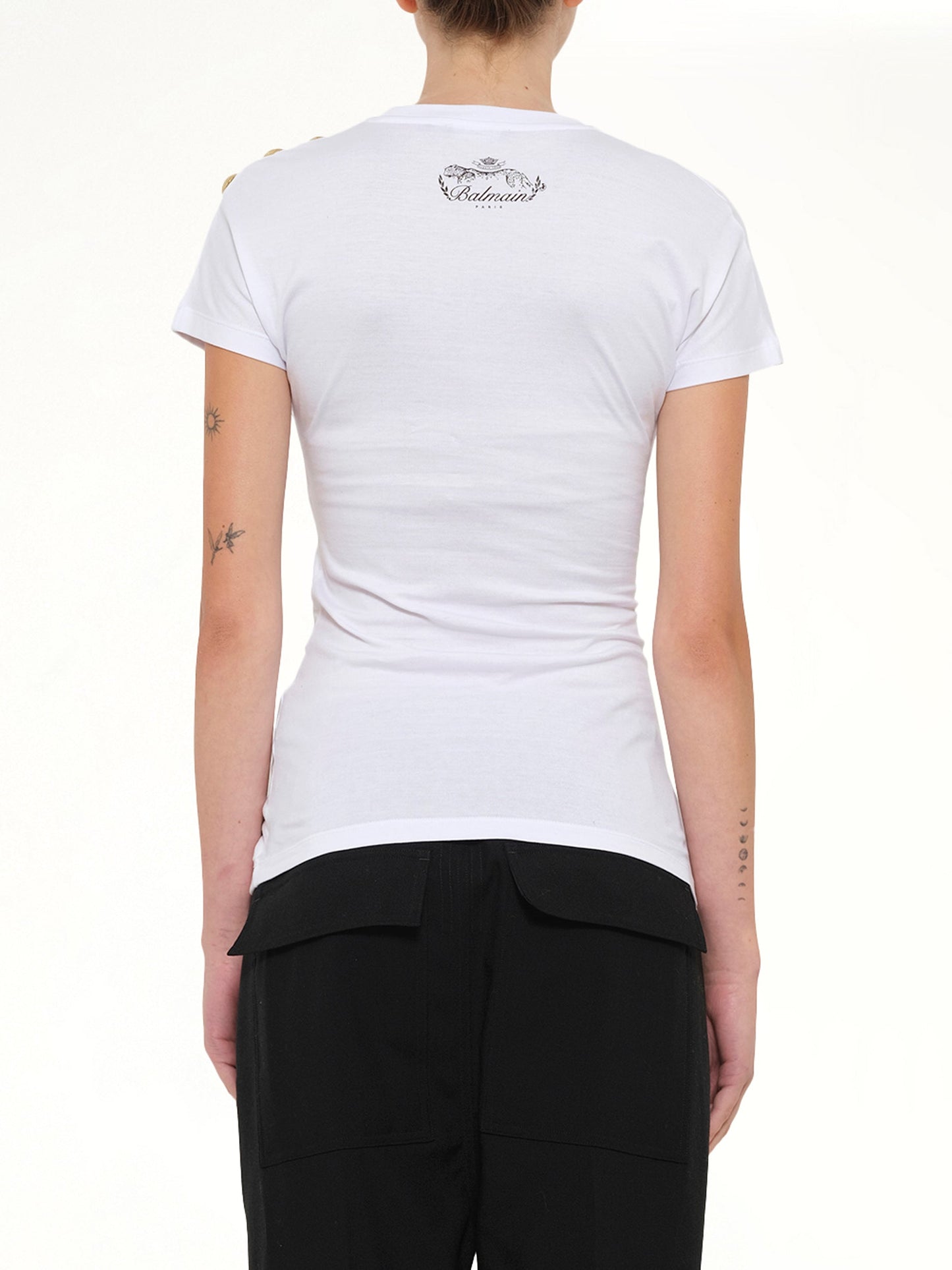 BALMAIN 3 Buttons Knotted T-Shirt (White)