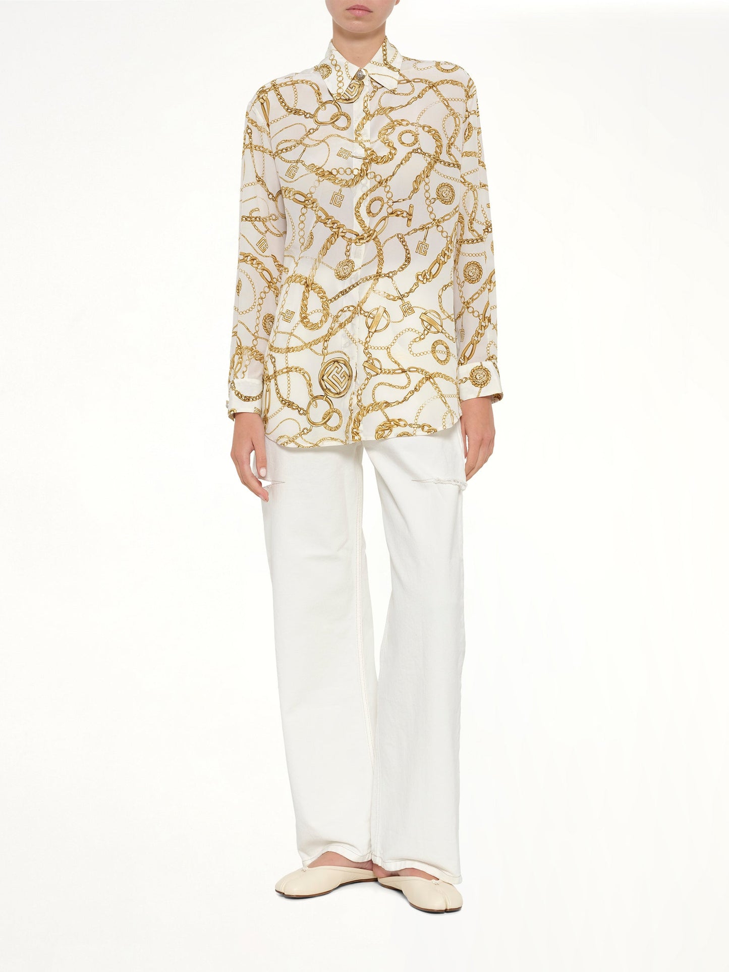 BALMAIN Chains Printed T-Shirt (White)