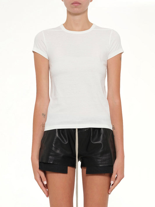 Image of a model wearing Tops. Product name - Cropped Level T in White colour by brand - RICK OWENS