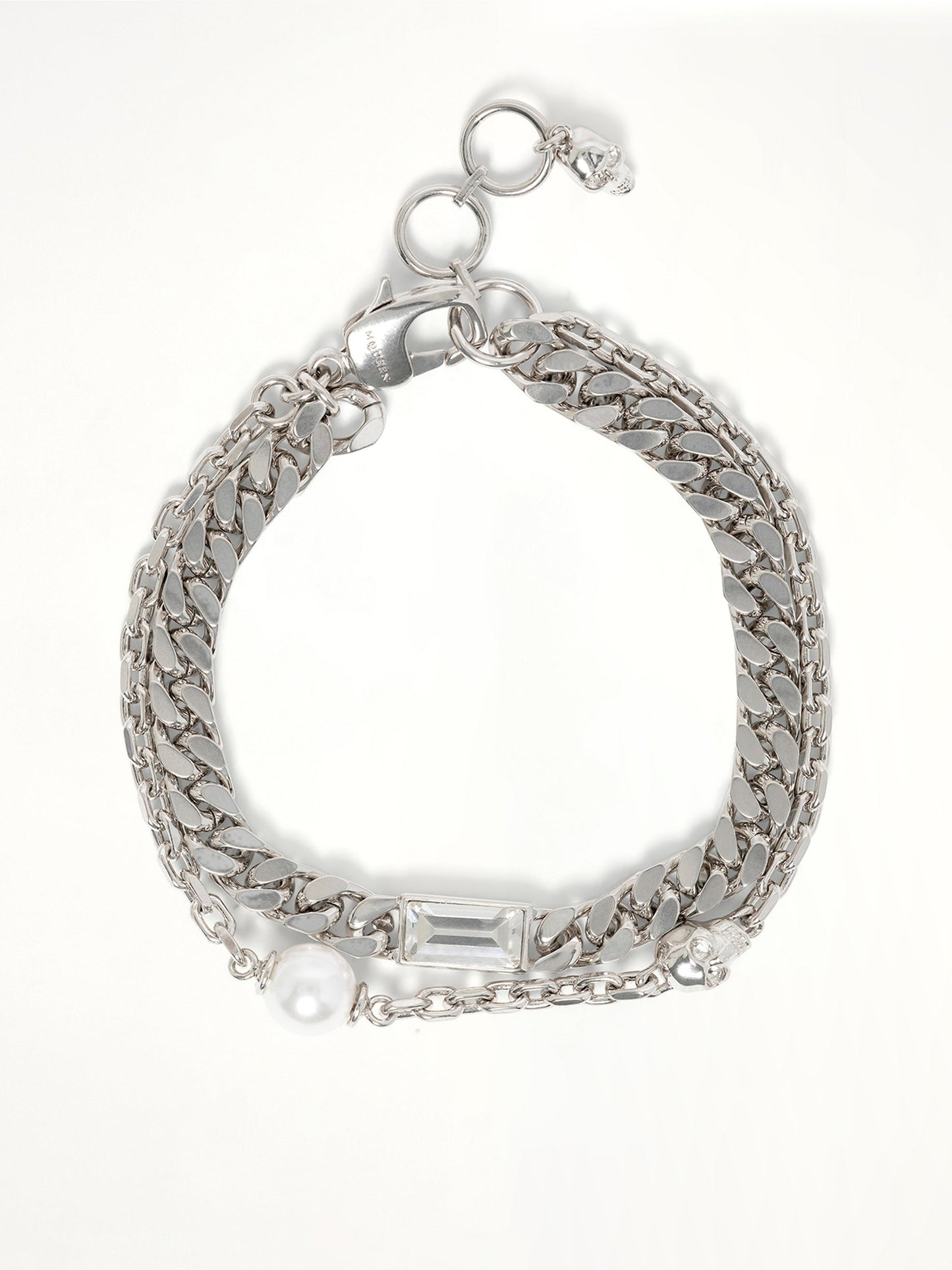 ALEXANDER MCQUEEN Skull & Pearl Bracelet (Silver)
