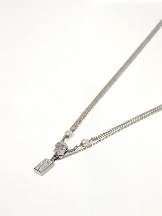 ALEXANDER MCQUEEN Skull & Pearl Necklace (Silver)