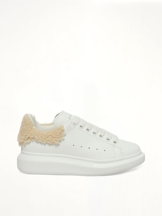 Image of Sneakers. Product name - Larry Fur Heel Sneaker in White colour by brand - ALEXANDER MCQUEEN