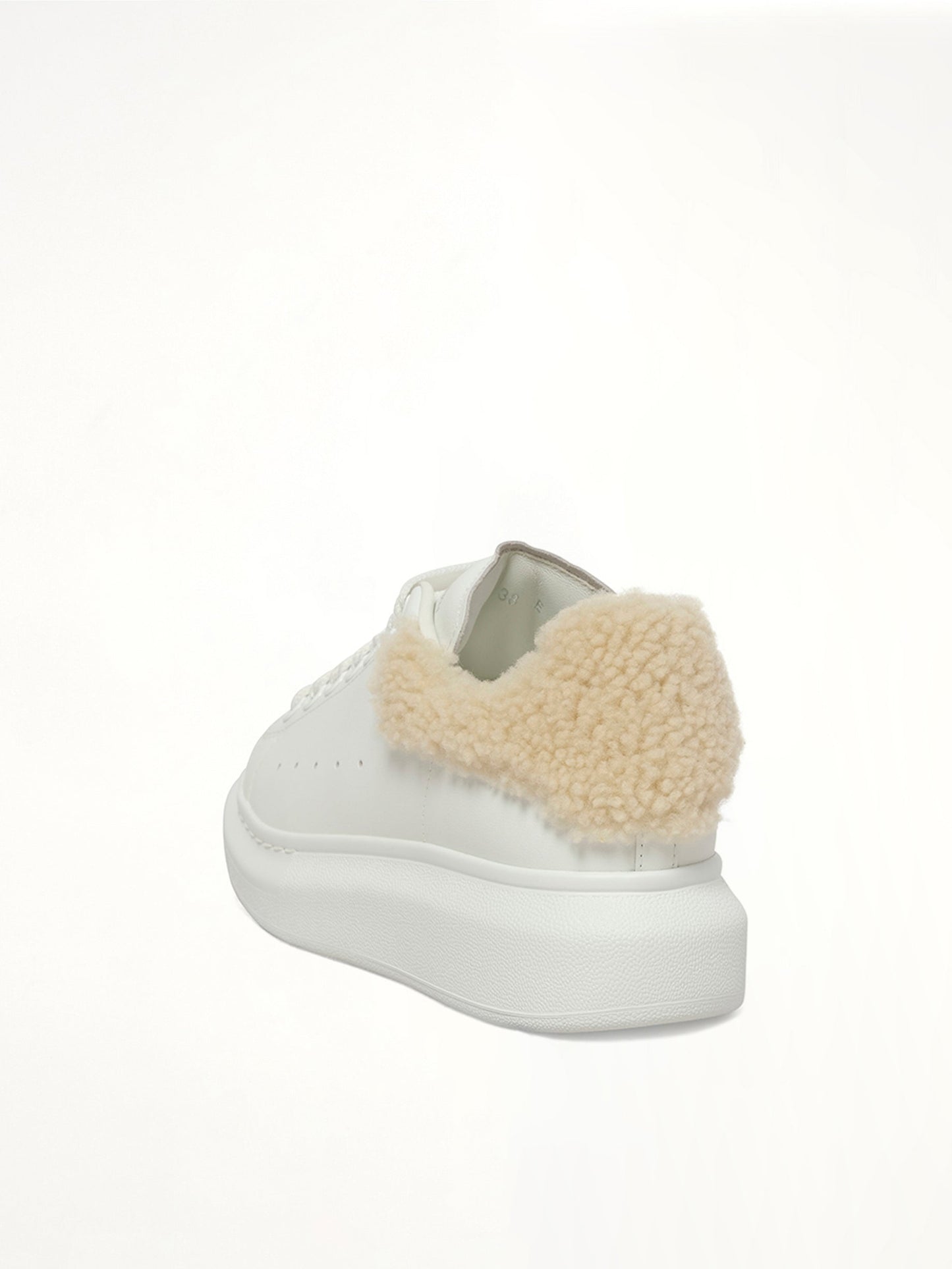 ALEXANDER MCQUEEN Larry Fur Heel Sneaker (White)
