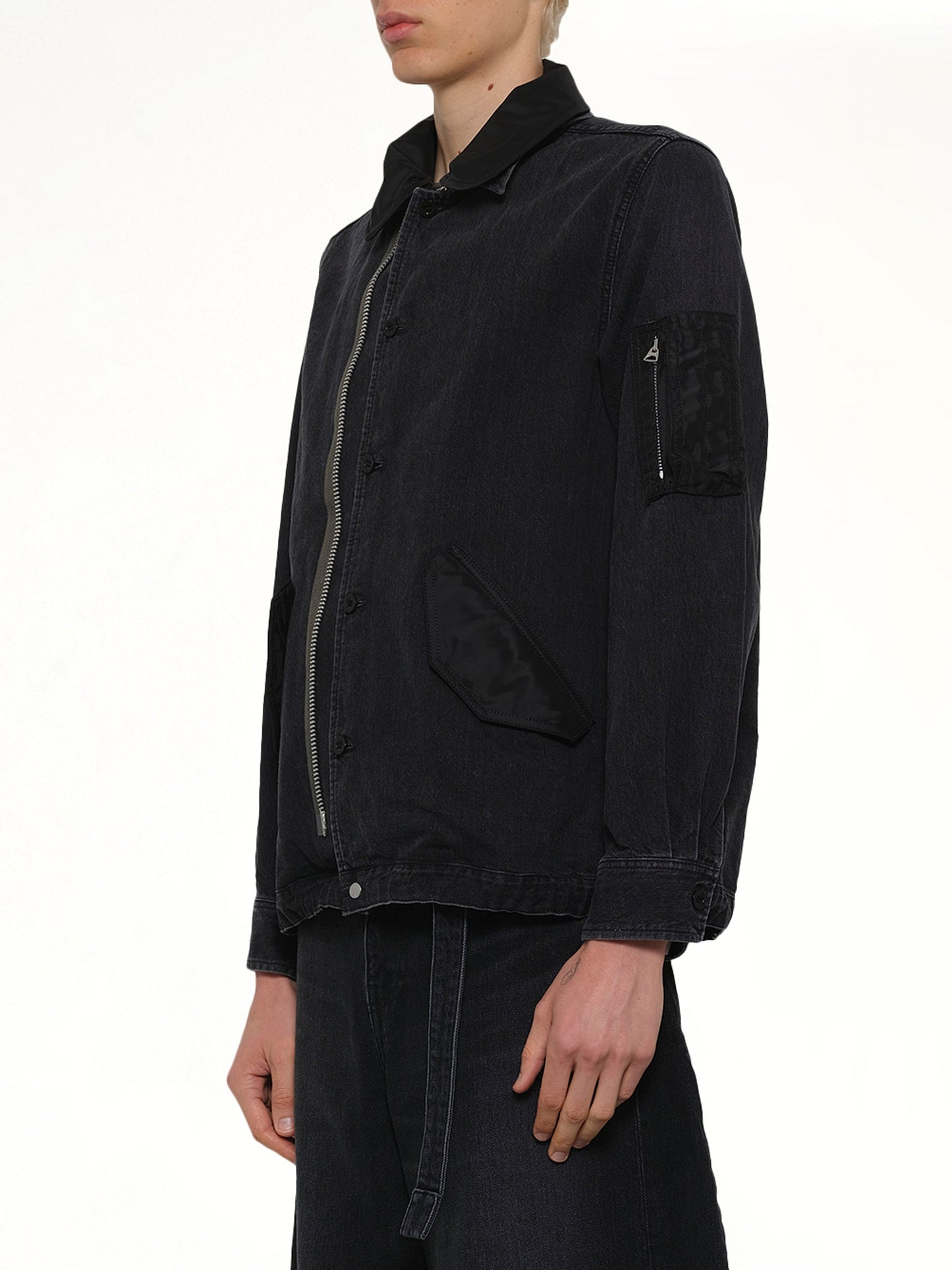 SACAI Denim x Nylon Twill Blouson (Black)