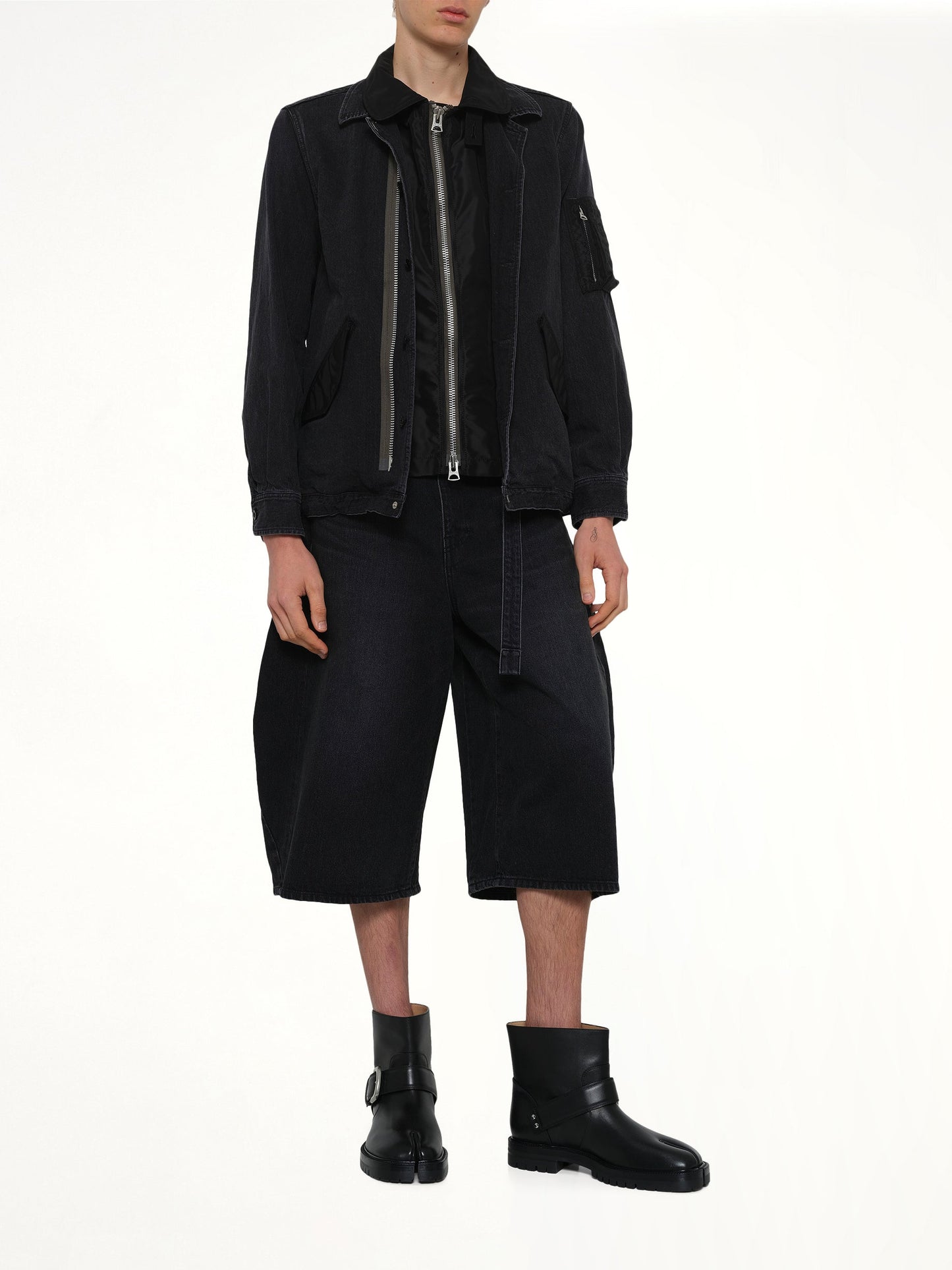 SACAI Denim x Nylon Twill Blouson (Black)