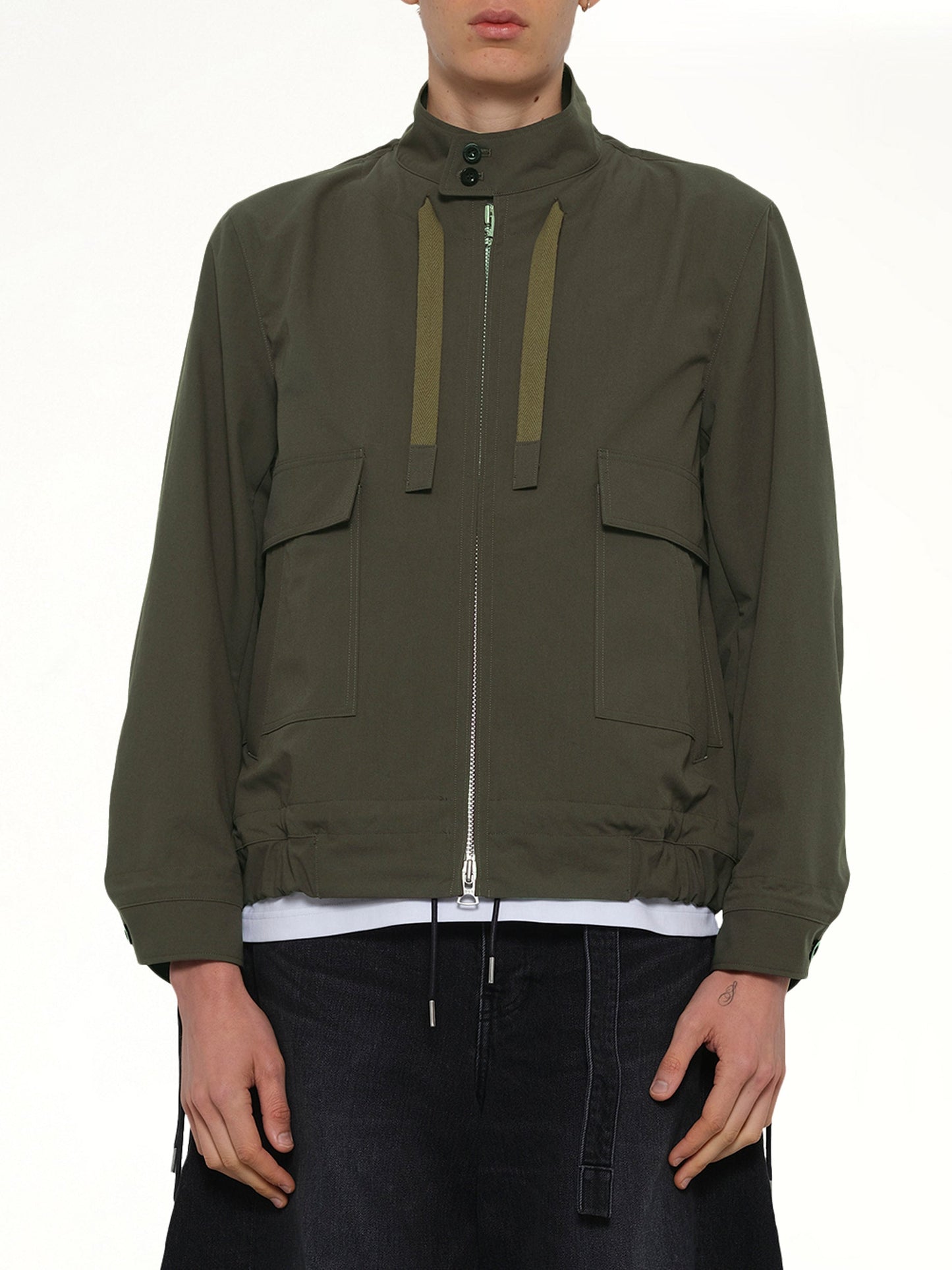 Image of Coats & Jackets. Product name - Weathercloth Blouson in Khaki colour by brand - SACAI
