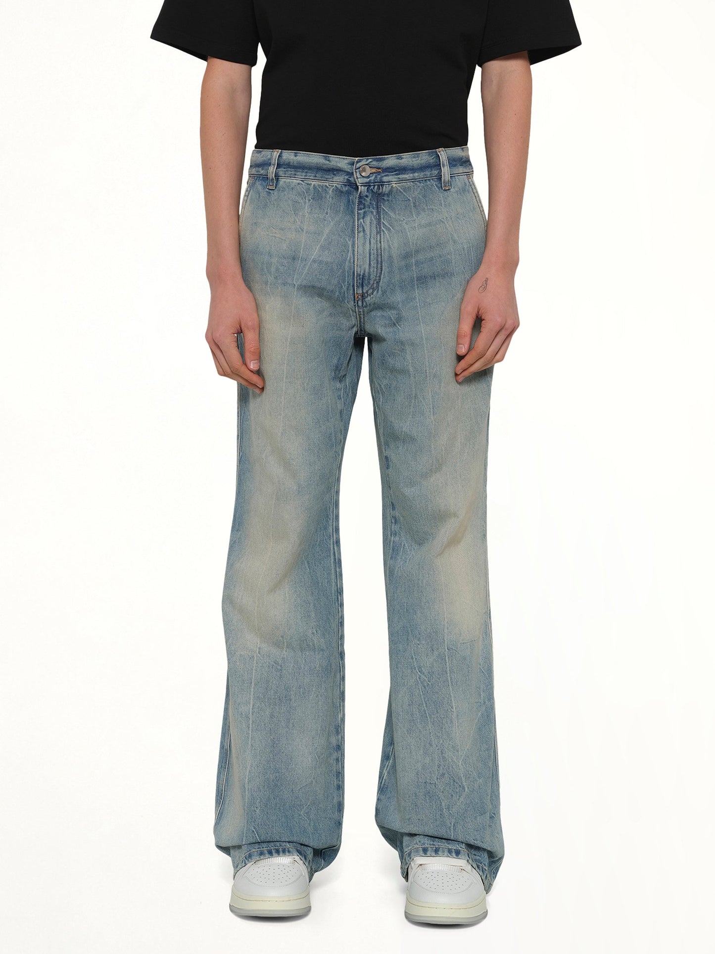 Image of Jeans. Product name - Boot Cut Jeans in Indigo colour by brand - AMIRI