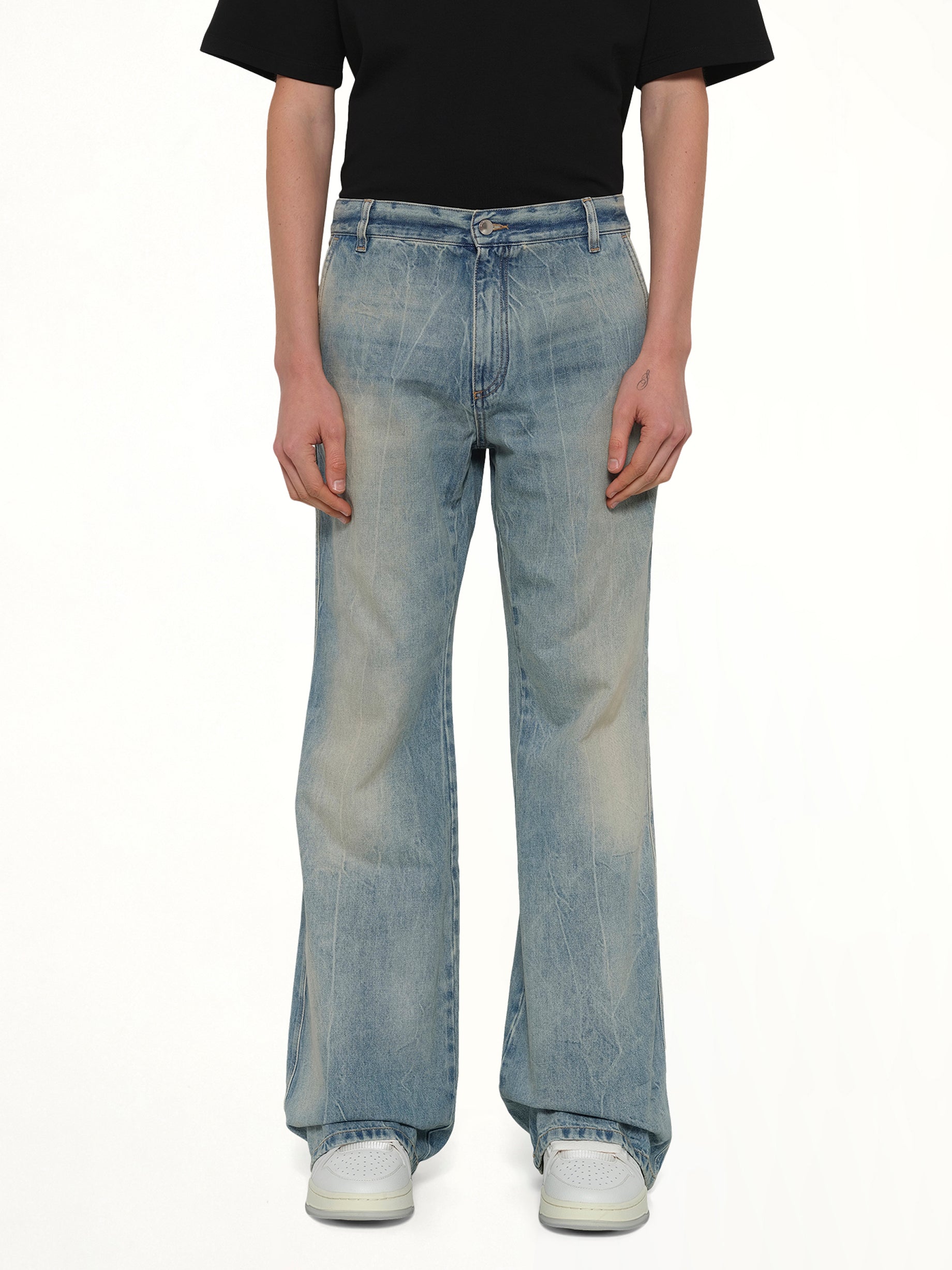 Image of Jeans. Product name - Boot Cut Jeans in Indigo colour by brand - AMIRI