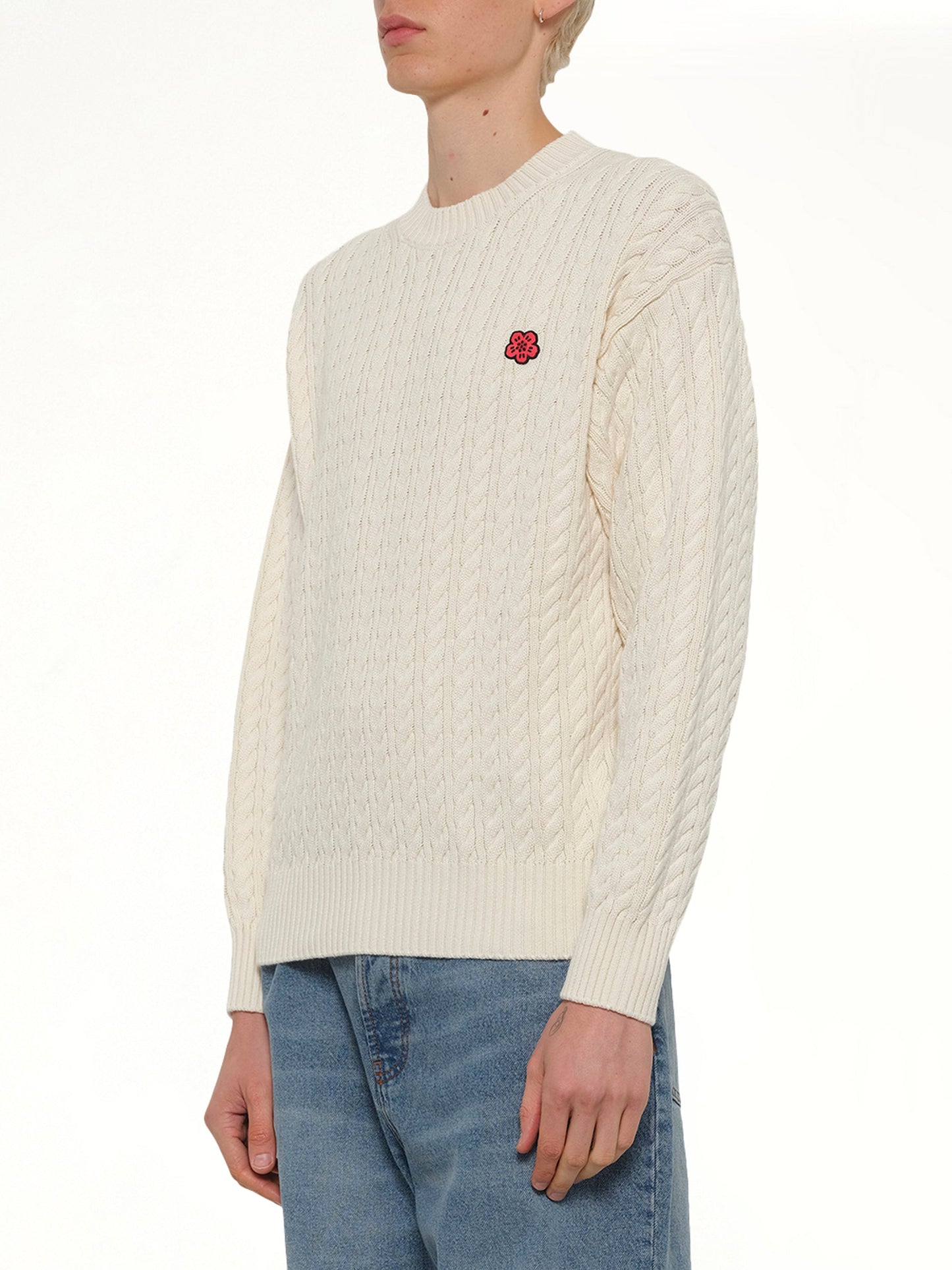 KENZO Boke Flower Cable Knit Jumper (Beige)