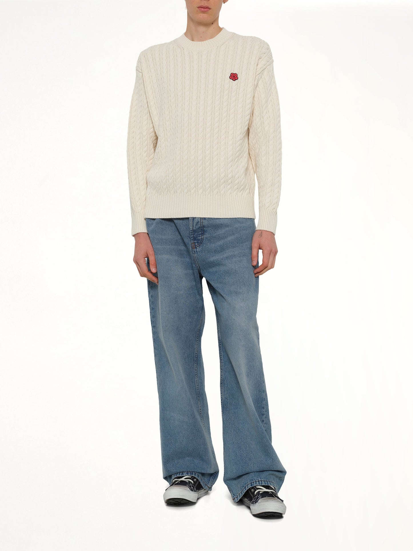 KENZO Boke Flower Cable Knit Jumper (Beige)