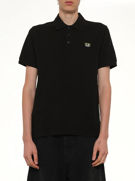 Image of a model wearing Tops. Product name - Gots Kenzo Wild Tiger Slim Polo in Black colour by brand - KENZO