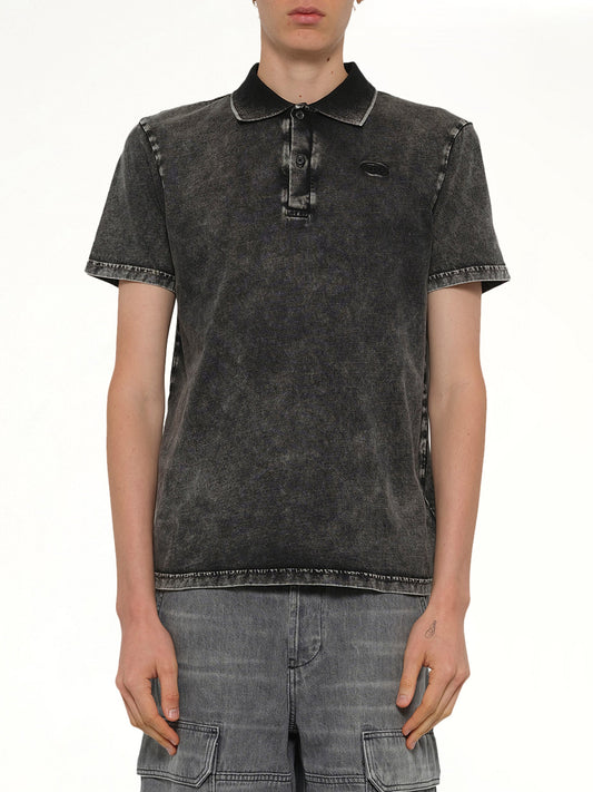 Image of a model wearing Tops. Product name - T-REJUST-NC-DEN Polo in Grey colour by brand - DIESEL