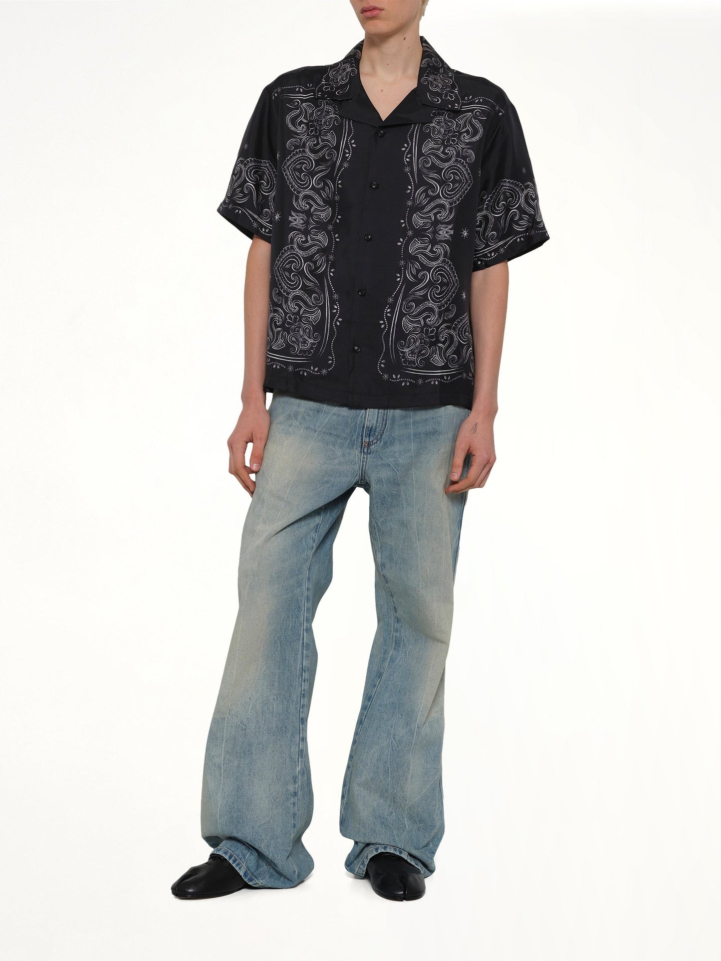 AMIRI Bandana Paint Oversized Bowling Shirt (Black)
