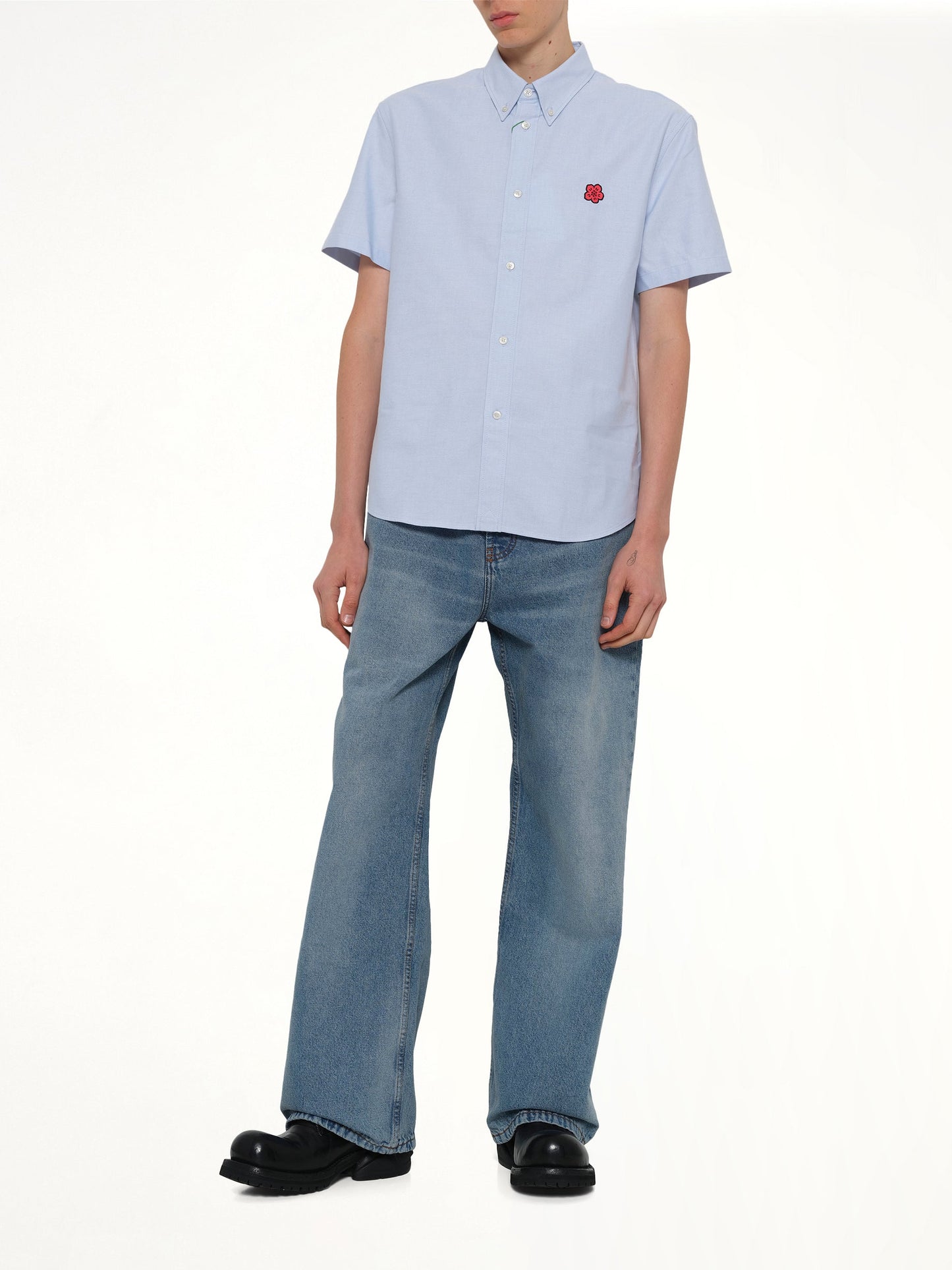 KENZO Boke Flower Crest Short Sleeve Shirt (Blue)