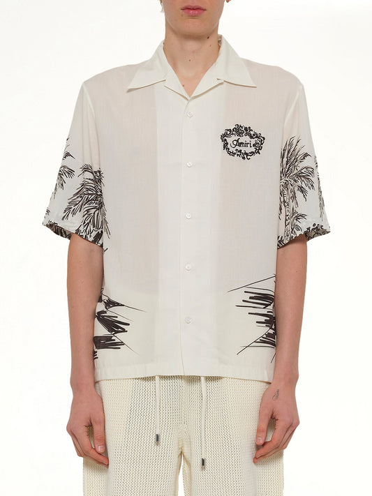 Image of Shirts. Product name - Chateau Sketch Camp Shirt in Ivory colour by brand - AMIRI