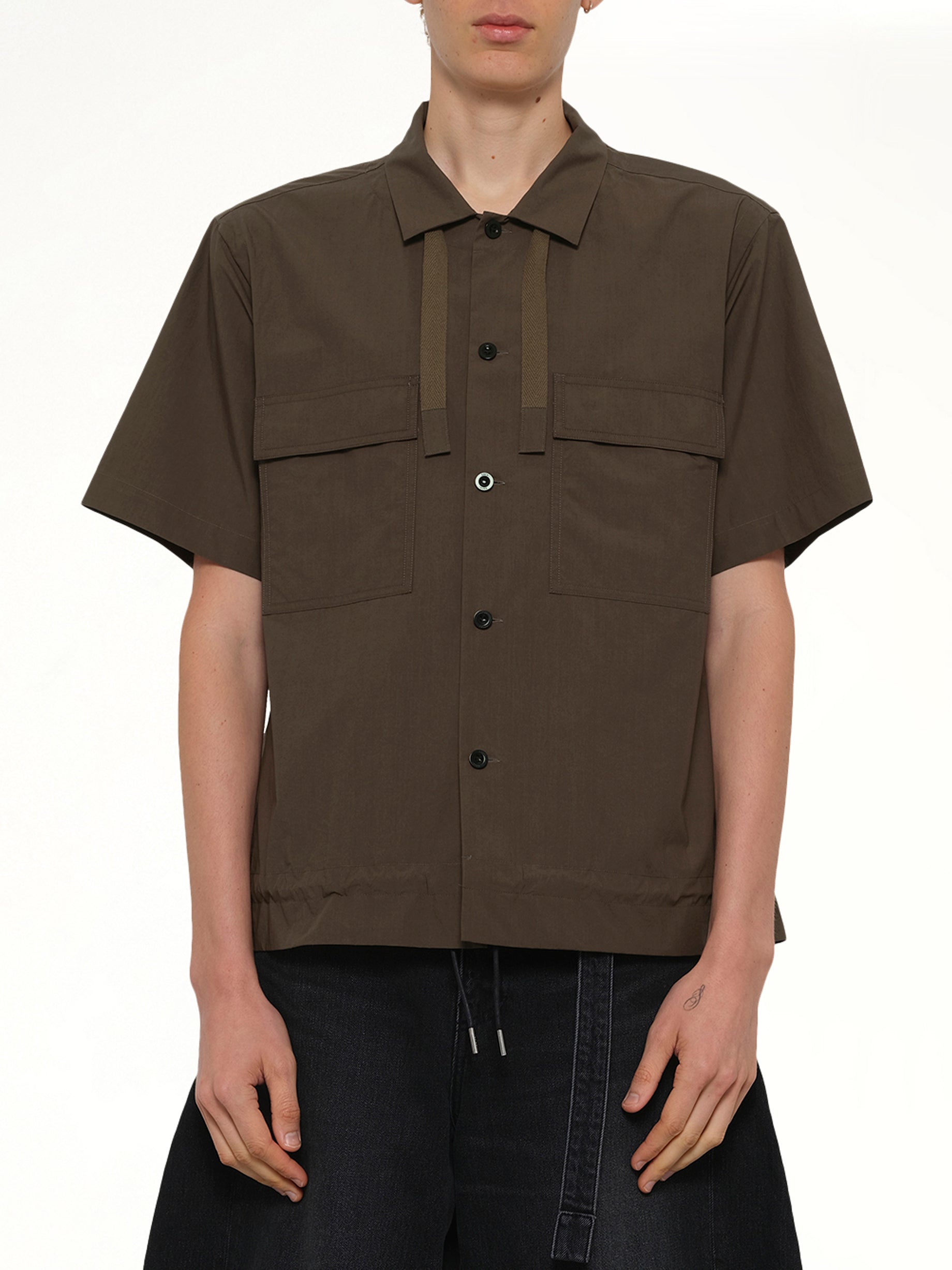 Image of Shirts. Product name - Cotton Typewriter Shirt in Taupe colour by brand - SACAI