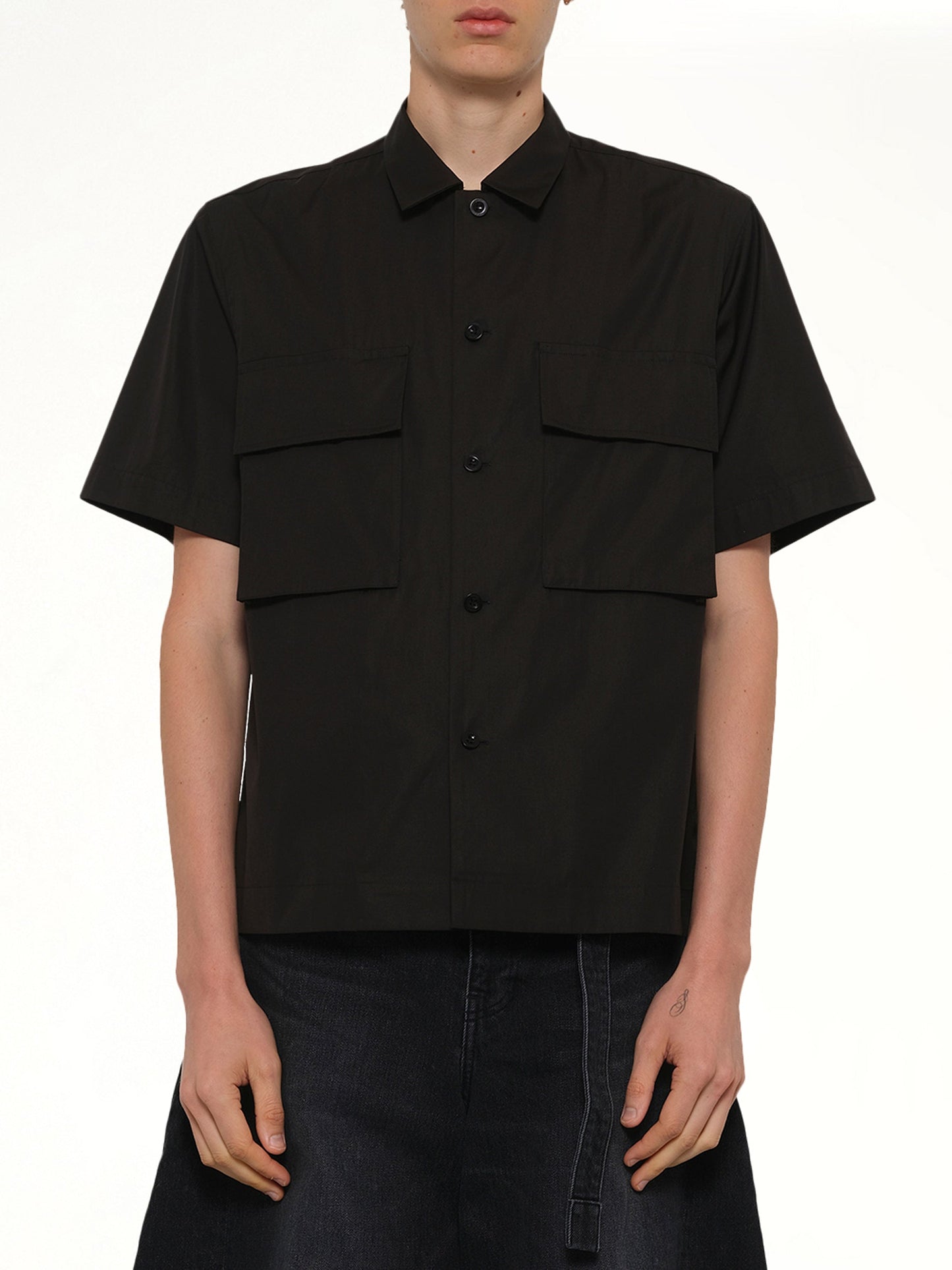 Image of Shirts. Product name - Poplin Shirt in Black colour by brand - SACAI