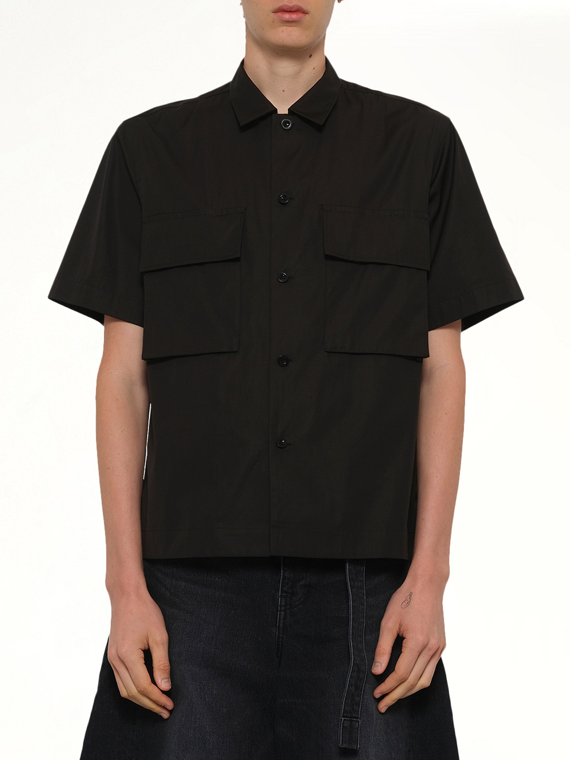 Image of Shirts. Product name - Poplin Shirt in Black colour by brand - SACAI