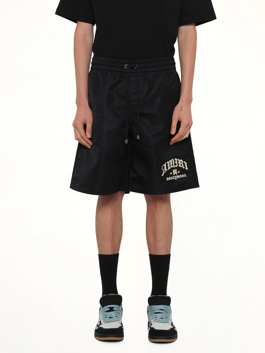 Image of a model wearing Shorts. Product name - Amiri Hollywood Short in Black colour by brand - AMIRI