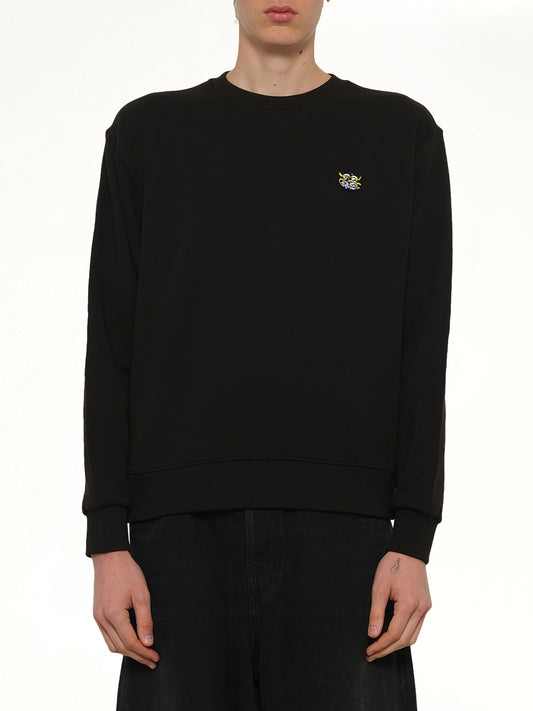 Image of a model wearing Outerwear. Product name - Kenzo Wild Tiger Classic Sweatshirt in Black colour by brand - KENZO