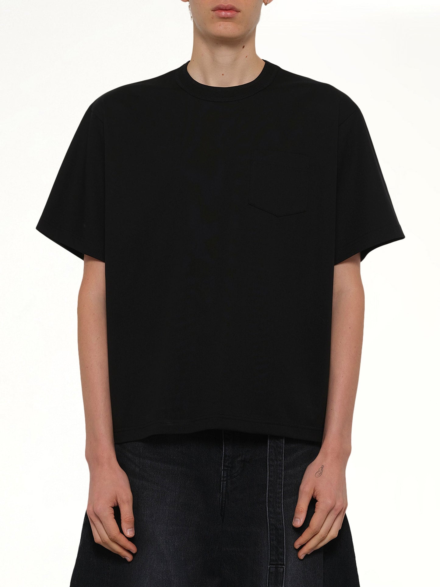 Image of T-Shirts. Product name - Cotton Jersey T-Shirt in Black colour by brand - SACAI