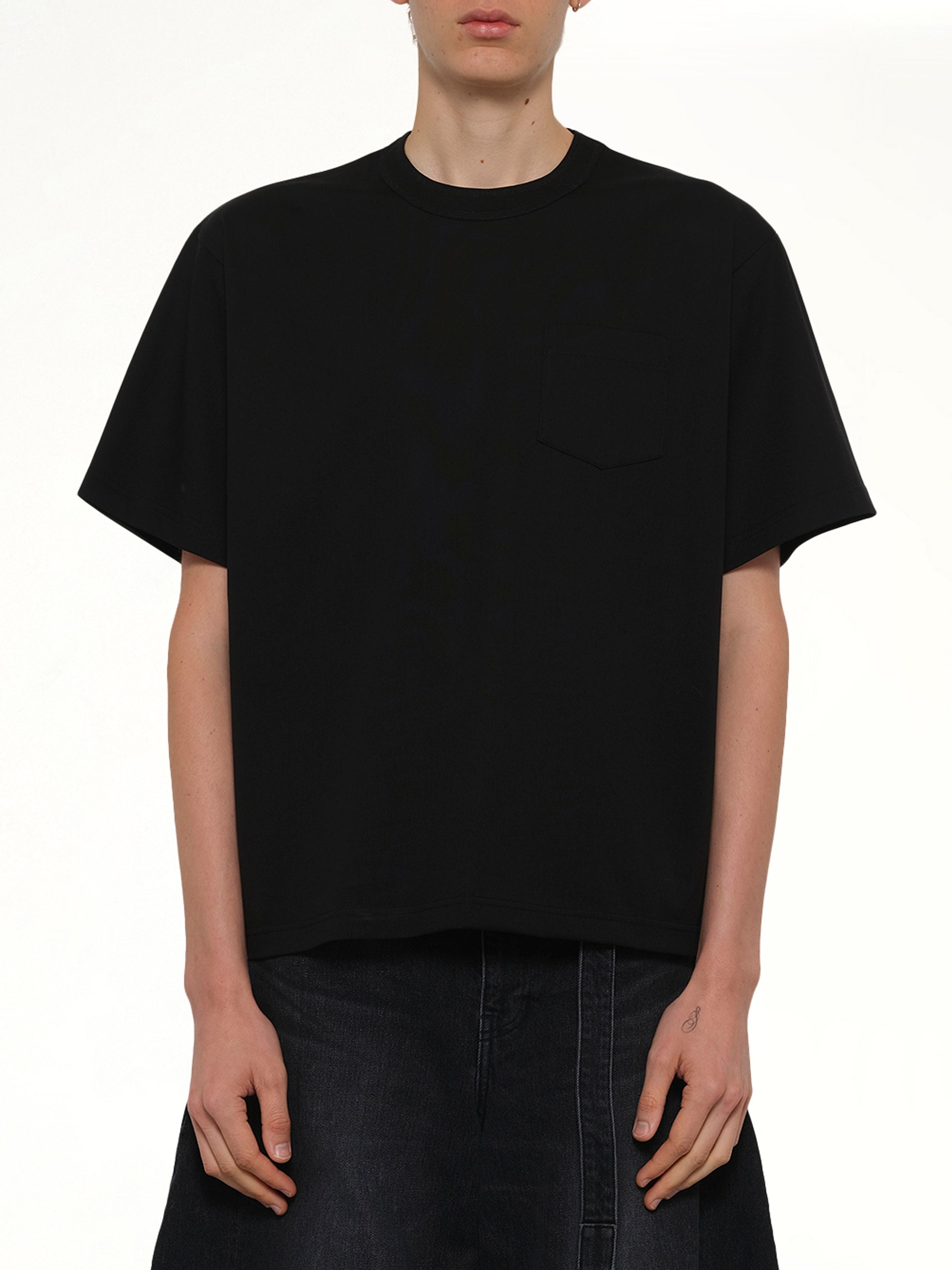 Image of T-Shirts. Product name - Cotton Jersey T-Shirt in Black colour by brand - SACAI