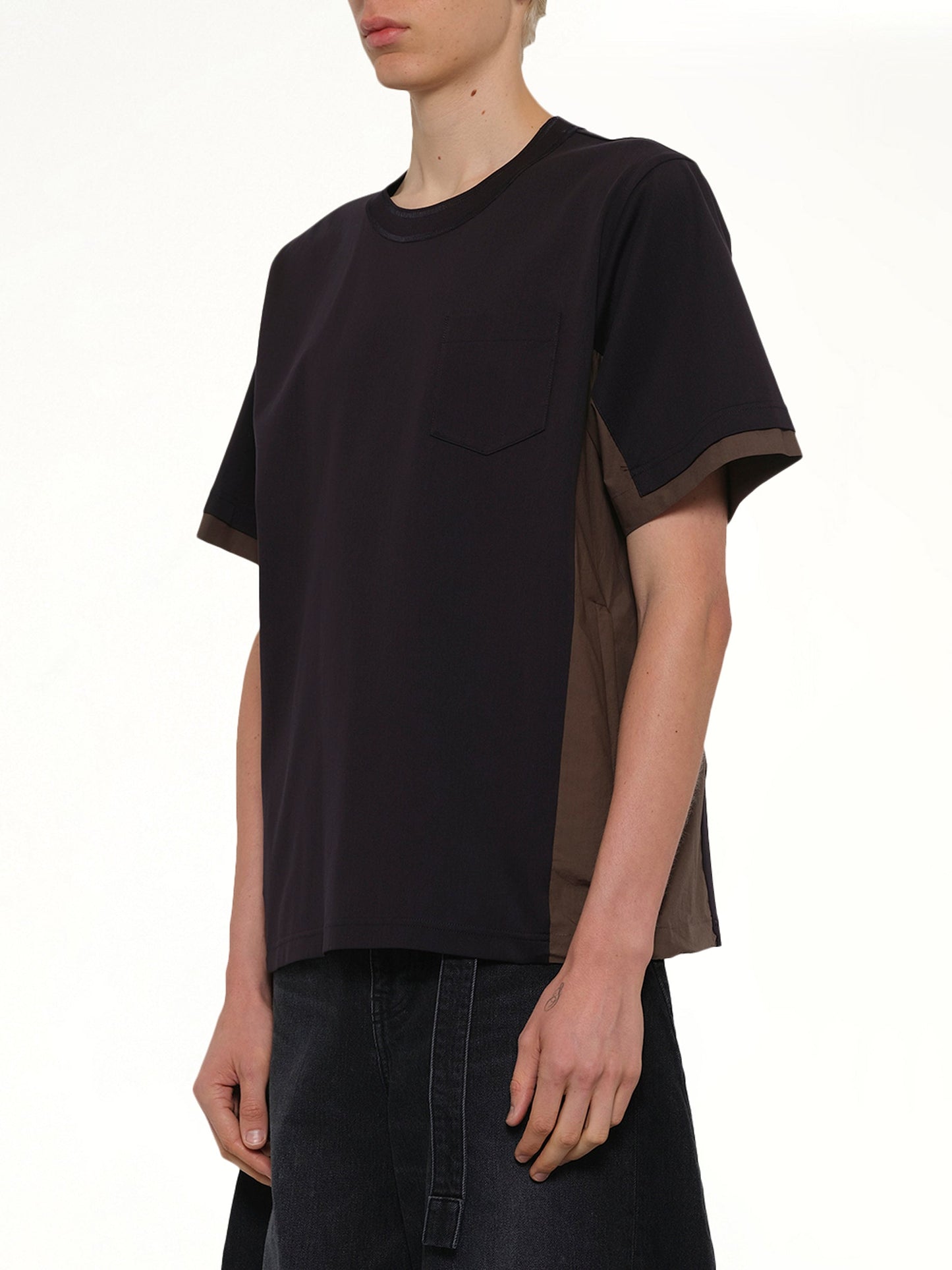 SACAI Cotton Typewriter x Cotton Jersey T-Shirt (Navy)