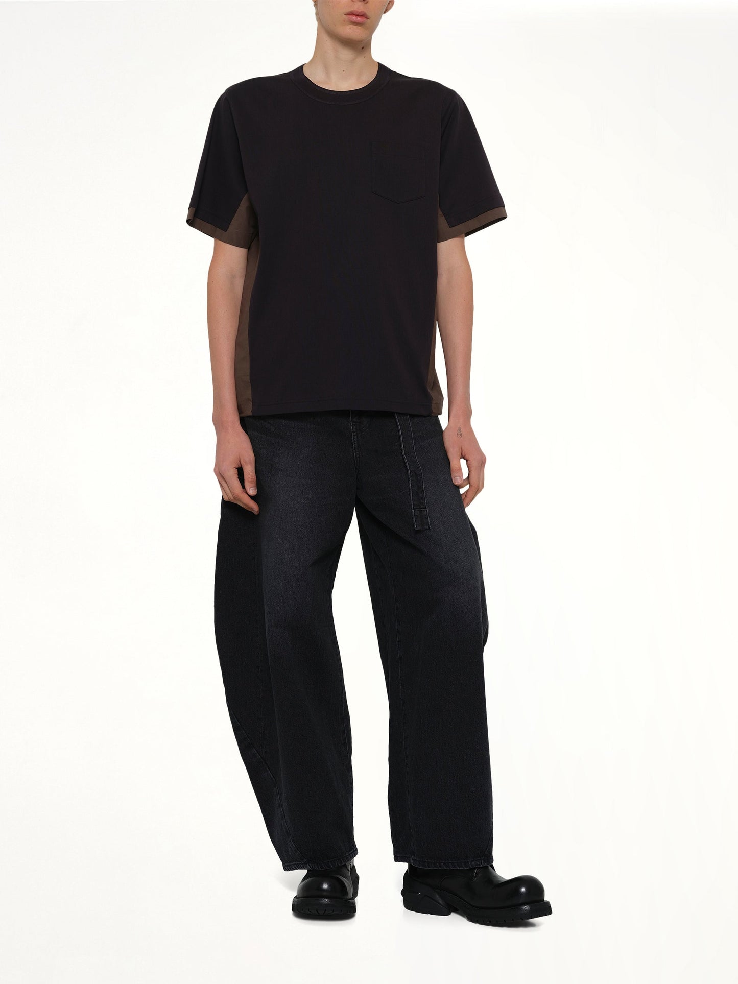 SACAI Cotton Typewriter x Cotton Jersey T-Shirt (Navy)